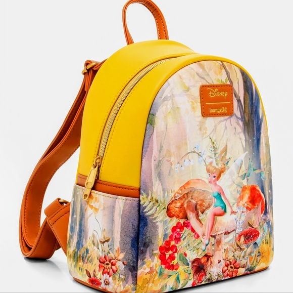 Loungefly Disney Tinker Bell Mushroom Forest Scene Mini Backpack & CHARM!🧚♂️🧚 - Picture 7 of 14